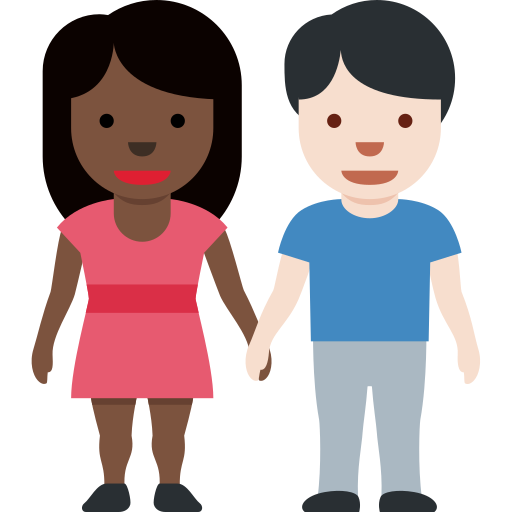 Woman And Man Holding Hands Dark Skin Tone Light Skin Tone