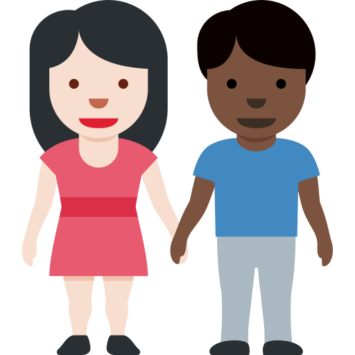 Woman And Man Holding Hands Light Skin Tone Dark Skin Tone