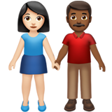 Woman And Man Holding Hands Light Skin Tone Medium Dark Skin Tone Apple Emoji