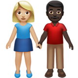 Woman And Man Holding Hands Medium Light Skin Tone Dark Skin Tone Apple Emoji