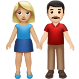 Woman And Man Holding Hands Medium Light Skin Tone Light Skin Tone Apple Emoji