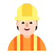 woman construction worker: light skin tone Flat