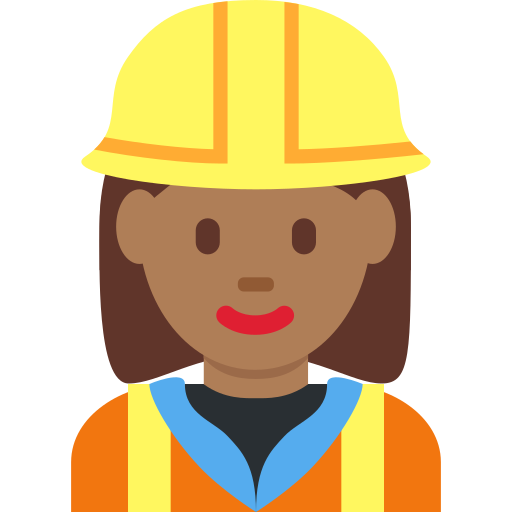 woman construction worker: medium-dark skin tone