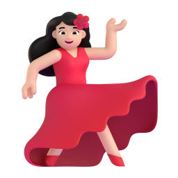 woman dancing: light skin tone 3D