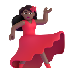 woman dancing: medium-dark skin tone 3D