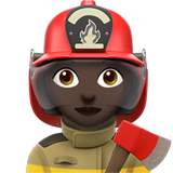 woman firefighter: dark skin tone Apple Emoji