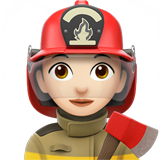 woman firefighter: light skin tone Apple Emoji
