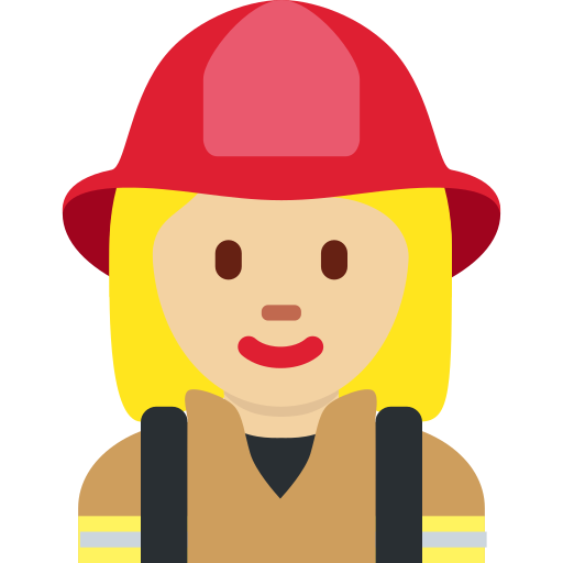 woman firefighter: medium-light skin tone