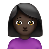 woman frowning: dark skin tone Apple Emoji