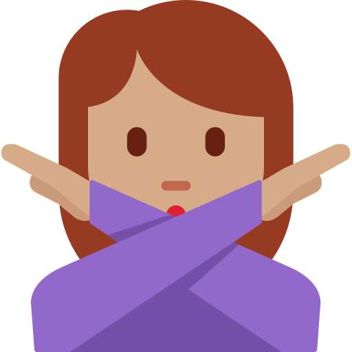woman gesturing NO: medium skin tone