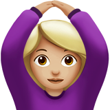 woman gesturing OK: medium-light skin tone Apple Emoji