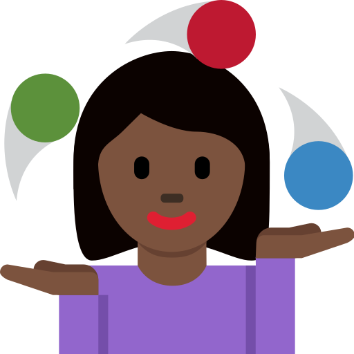 woman juggling: dark skin tone