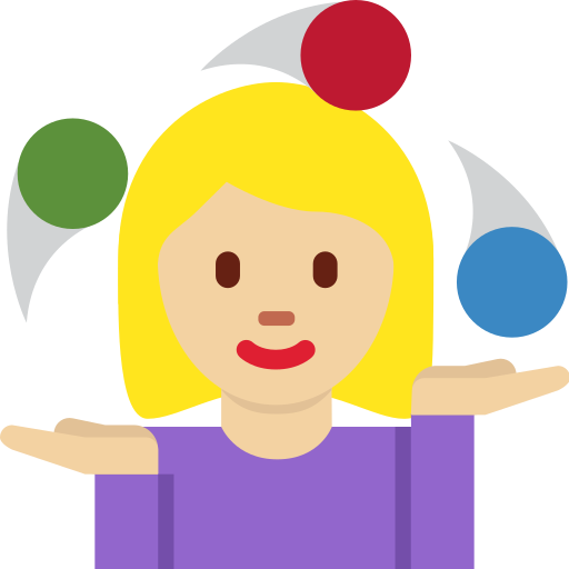 woman juggling: medium-light skin tone