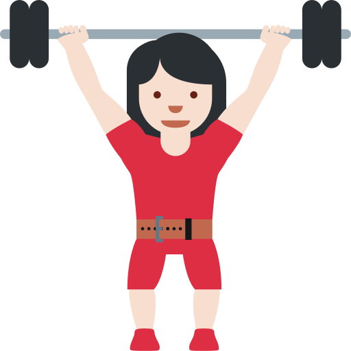 woman lifting weights: light skin tone