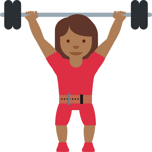 woman lifting weights: medium-dark skin tone