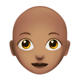 Woman Medium Skin Tone Bald Apple Emoji