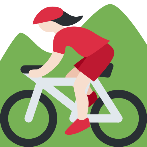 woman mountain biking: light skin tone