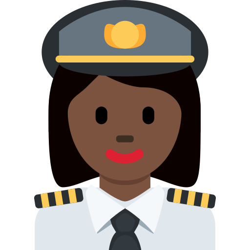 woman pilot: dark skin tone