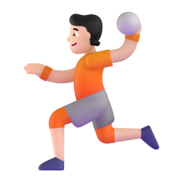 woman playing handball: light skin tone 3D