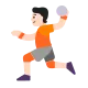 woman playing handball: light skin tone Flat