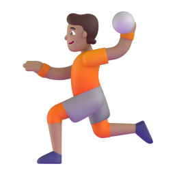 woman playing handball: medium skin tone 3D