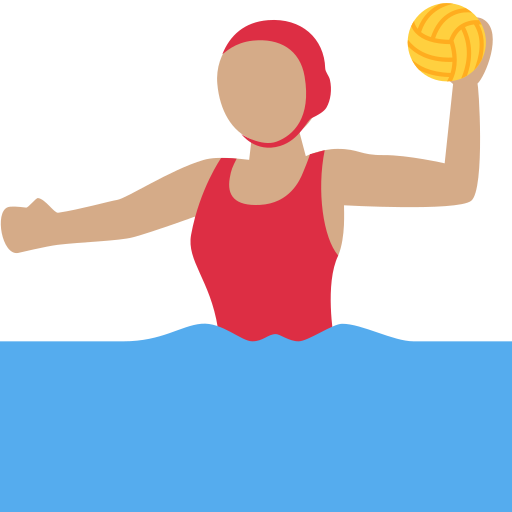 woman playing water polo: medium skin tone