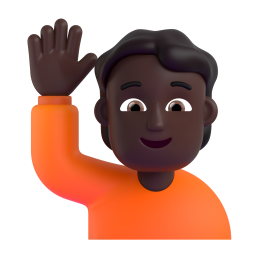 woman raising hand: dark skin tone 3D