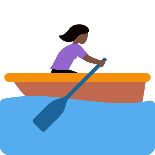 woman rowing boat: dark skin tone
