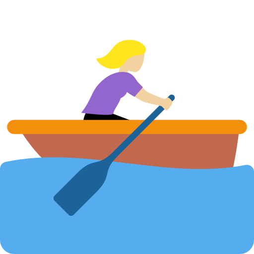 woman rowing boat: medium-light skin tone