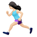 woman running: light skin tone Apple Emoji