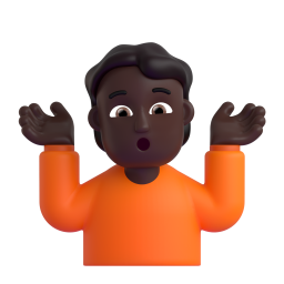 woman shrugging: dark skin tone 3D
