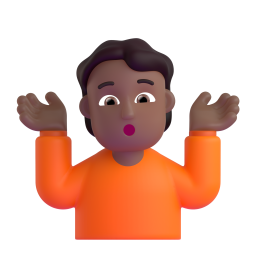 woman shrugging: medium-dark skin tone 3D