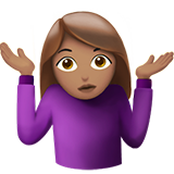 woman shrugging: medium skin tone Apple Emoji