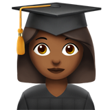 woman student: medium-dark skin tone Apple Emoji