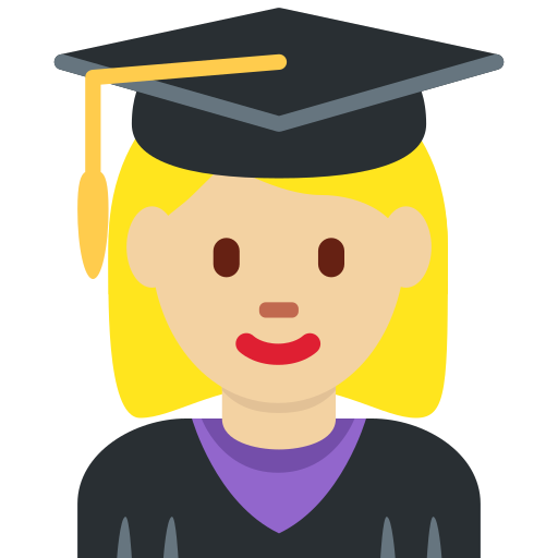 woman student: medium-light skin tone