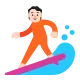 woman surfing: light skin tone Flat