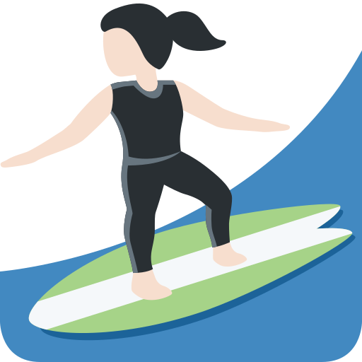 woman surfing: light skin tone
