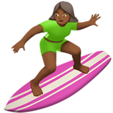woman surfing: medium-dark skin tone Apple Emoji