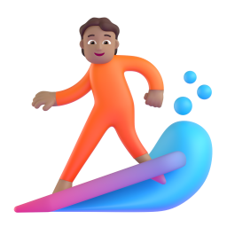 woman surfing: medium skin tone 3D