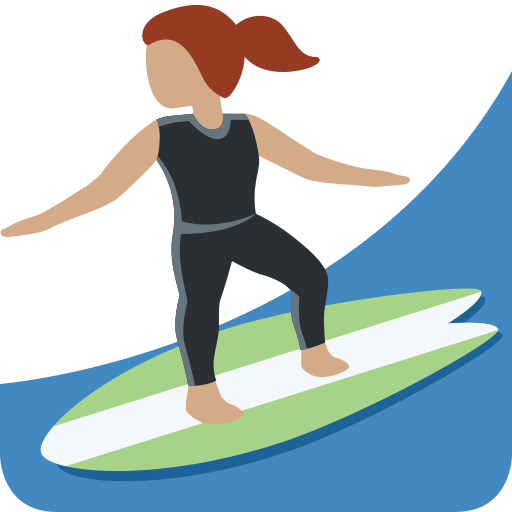 woman surfing: medium skin tone