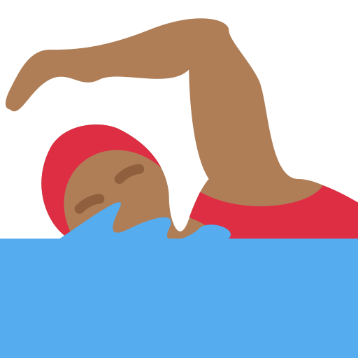 woman swimming: medium-dark skin tone