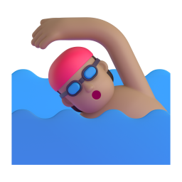 woman swimming: medium skin tone 3D