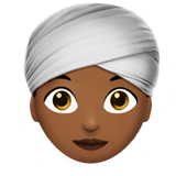 woman wearing turban: medium-dark skin tone Apple Emoji