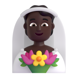 Woman With Veil Dark Skin Tone 3D