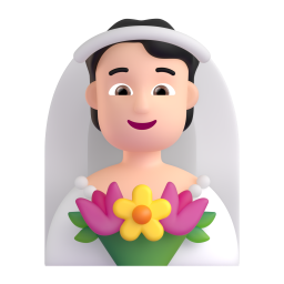 Woman With Veil Light Skin Tone 3D
