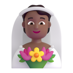 Woman With Veil Medium Dark Skin Tone 3D