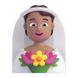 Woman With Veil Medium Skin Tone 3D