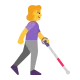 Woman with White Cane Facing Right Flat