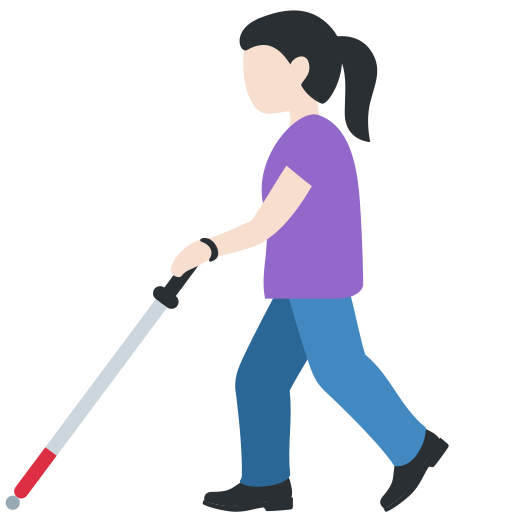 Woman With White Cane Light Skin Tone