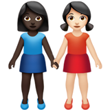 Women Holding Hands Dark Skin Tone Light Skin Tone Apple Emoji